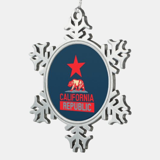 Californische Republiek in Urban Hope Style Tin Sneeuwvlok Ornament (Rechts)