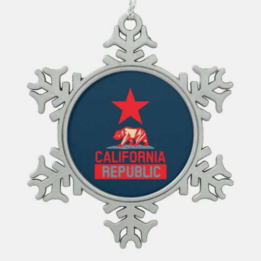 Californische Republiek in Urban Hope Style Tin Sneeuwvlok Ornament (Voorkant)