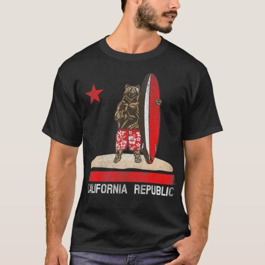 Californische republiek Surfer Beer Surfing T-shirt (Voorkant)