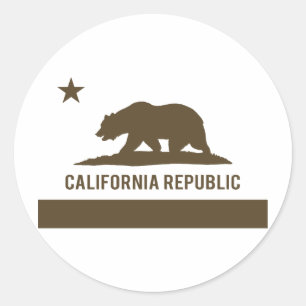 Californische republiek Vlag - Bruin Ronde Sticker