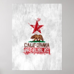 Californische Republikeinse vlag Beer in schilders Poster