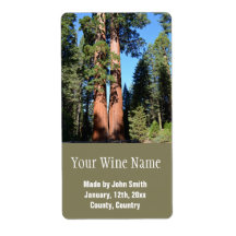 Californische reuzensequoia-wijnlabels.