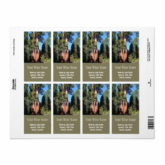 Californische reuzensequoia-wijnlabels. etiket (Full Sheet)