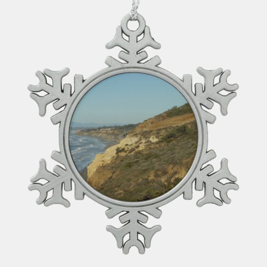Californische Schilderachtig kustvaart Tin Sneeuwvlok Ornament (Voorkant)