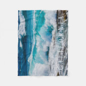 Californische strand, Blauwgroen golven, Witte Tek Fleece Deken (Voorkant)