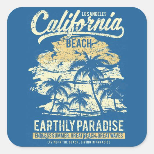 Californische strand die leeft in de eindeloze zom vierkante sticker (Voorkant)