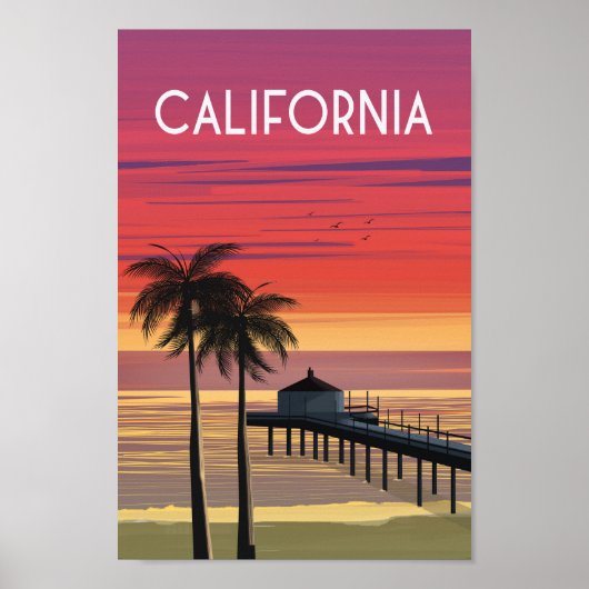 Californische strandpalmen poster (Voorkant)