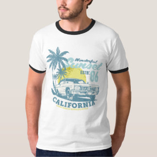 Californische strandvibes zonsondergang & auto t-shirt