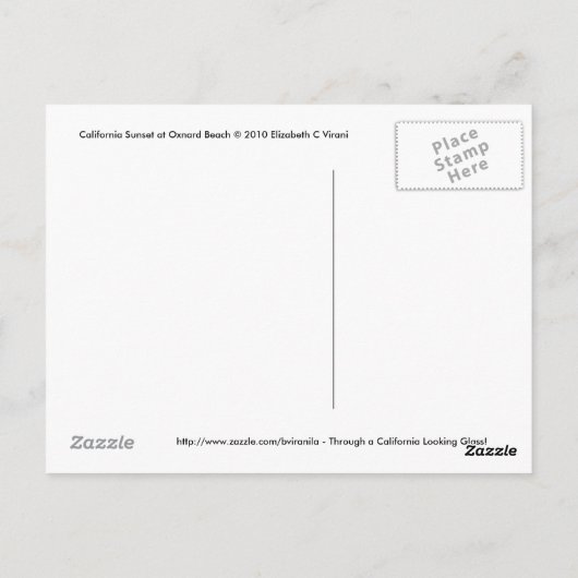 Californische Sunset bij Oxnard Beach...Ontspan en Briefkaart (Achterkant)