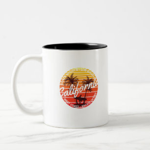 Californische Surf, zomerse strandvibes Tweekleurige Koffiemok