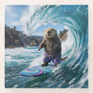 Californische surfende zeeotter glazen onderzetter