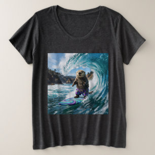 Californische surfende zeeotter grote maat t-shirt
