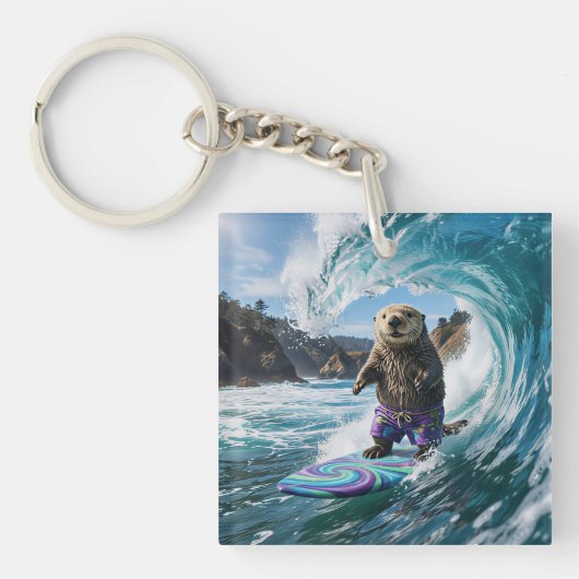 Californische surfende zeeotter sleutelhanger (voorkant)