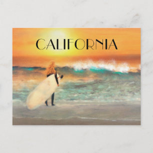 Californische surfermeisjes strand zonsondergang a briefkaart