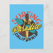 Californische Surfing Paradise-Vintage Briefkaart (Voorkant)