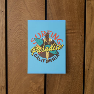 Californische Surfing Paradise-Vintage Briefkaart