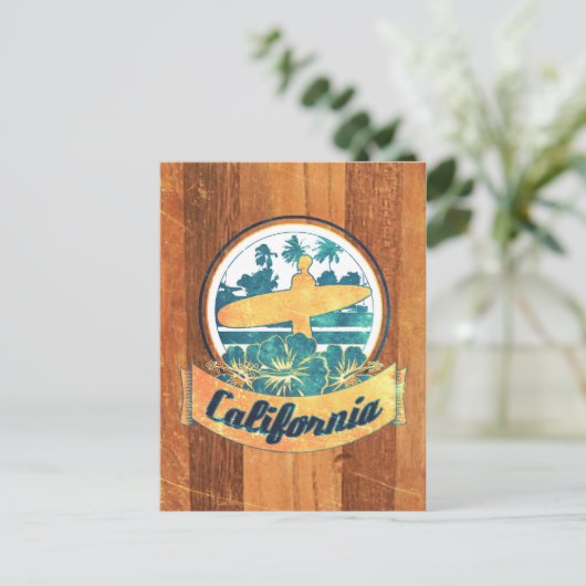 Californische surfplank briefkaart (Staand voorkant)