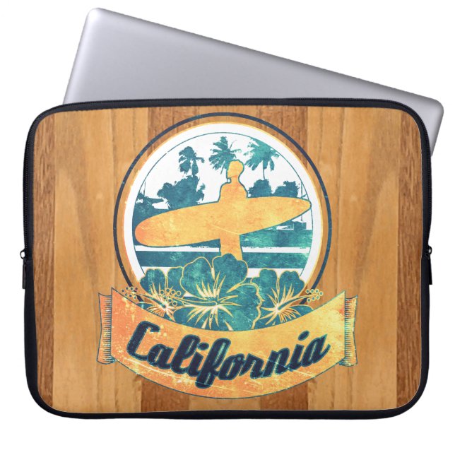 Californische surfplank laptop sleeve (Voorkant)