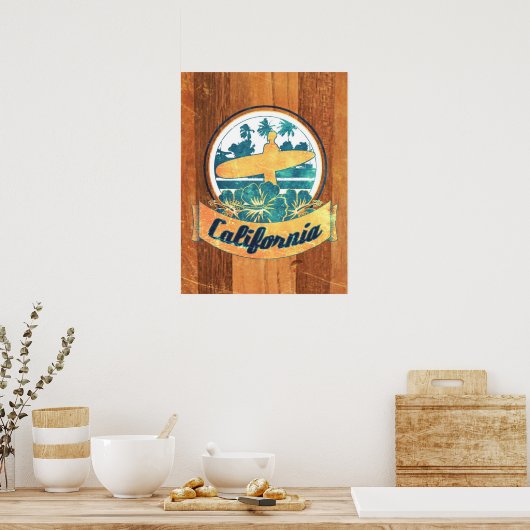 Californische surfplank poster (Keuken)