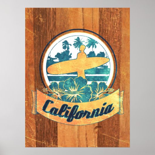 Californische surfplank poster (Voorkant)