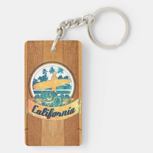 Californische surfplank sleutelhanger (achterkant)