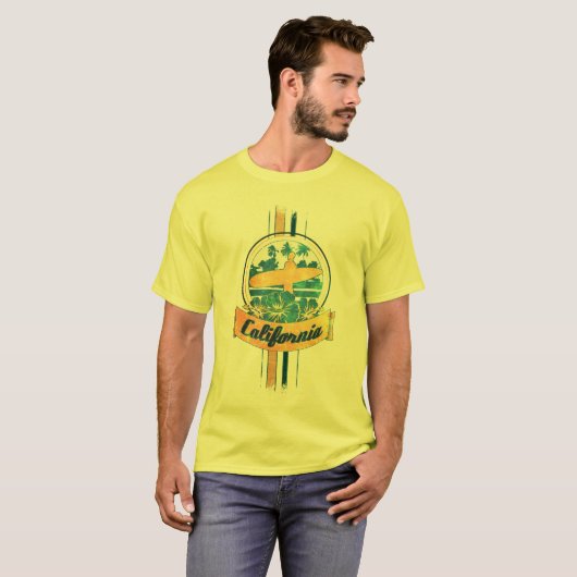 Californische surfplank t-shirt (Voorkant volledig)