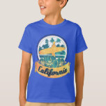 Californische surfplank t-shirt<br><div class="desc">hallo,  dit unieke en grappige ontwerp vertegenwoordigt een surfbord met een retro en een zoete blazon van Californië.</div>