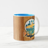 Californische surfplank tweekleurige koffiemok (Voorkant rechts)