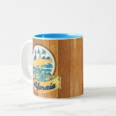 Californische surfplank tweekleurige koffiemok (Voorkant links)