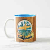 Californische surfplank tweekleurige koffiemok (Links)