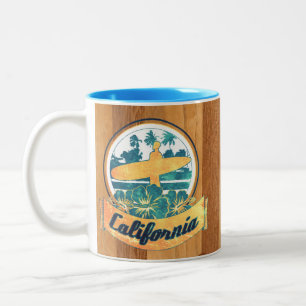 Californische surfplank tweekleurige koffiemok