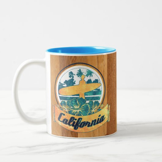 Californische surfplank tweekleurige koffiemok (Links)