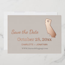Californische Trouwkaart Save The Date Roze Goud  