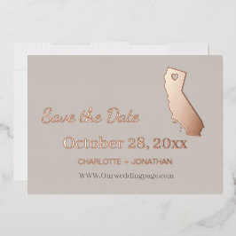 Californische Trouwkaart Save The Date Roze Goud   Folie Uitnodiging