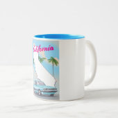 Californische  Vacation poster Tweekleurige Koffiemok (Voorkant rechts)