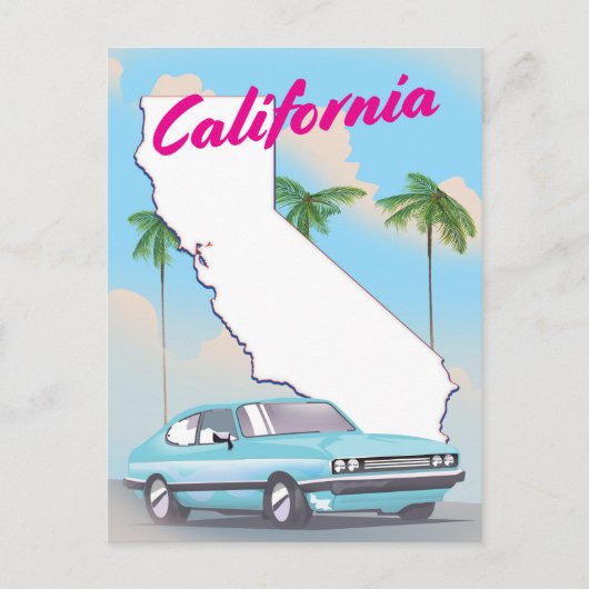 Californische vintage vakantieposter briefkaart (Voorkant)