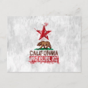 Californische vlag Beer in Painterly Style Briefkaart