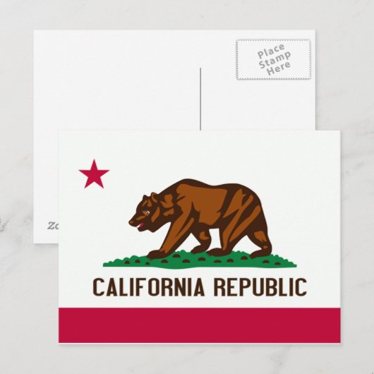 Californische vlag briefkaart (Voorkant / Achterkant)
