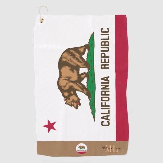 Californische vlag & Californië monogrammen / golf Golfhanddoek (Voorkant)