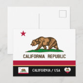 Californische Vlag & Californië Staat USA /Amerika Briefkaart (Voorkant / Achterkant)
