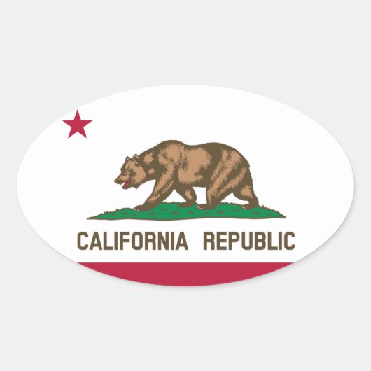 Californische vlag Euro-stijl ovale Sticker (Voorkant)