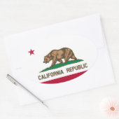 Californische vlag Euro-stijl ovale Sticker (Envelop)