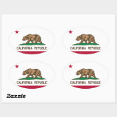 Californische vlag Euro-stijl ovale Sticker (Vel)