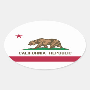Californische vlag Euro-stijl ovale Sticker