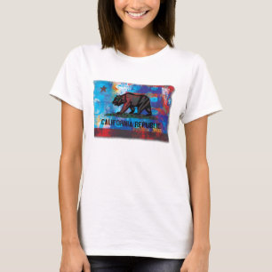 Californische vlag met gestructureerde randen t-shirt
