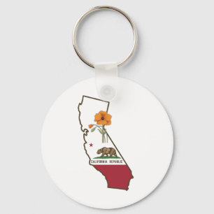 Californische vlag met State Flower California Pop Sleutelhanger
