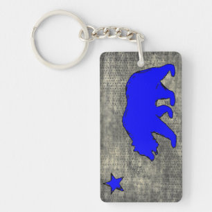 Californische vlag neon blauw beer sleutelhanger