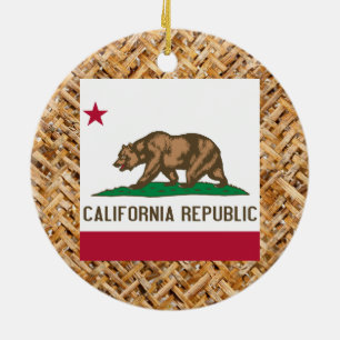 Californische vlag op onderwerp textiel keramisch ornament