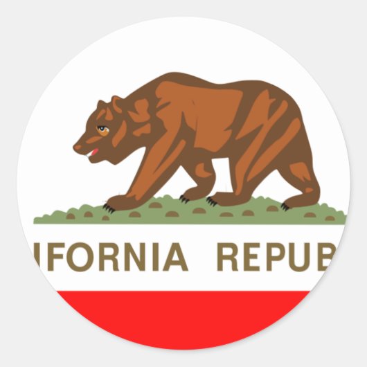 Californische vlag ronde sticker (Voorkant)