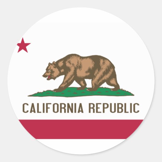 Californische vlag ronde sticker (Voorkant)